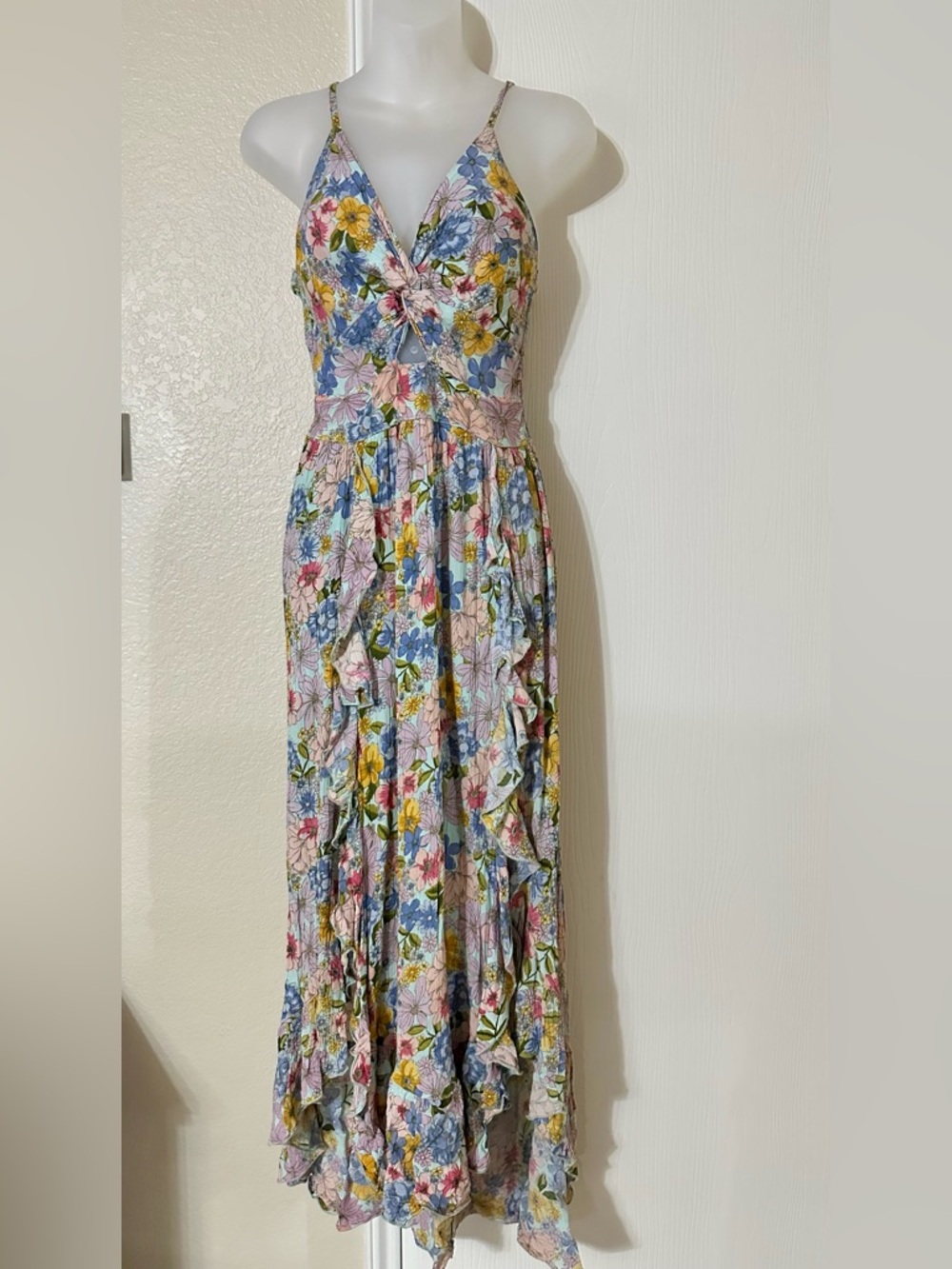 Angie Floral Ruffle Maxi Dress Size M